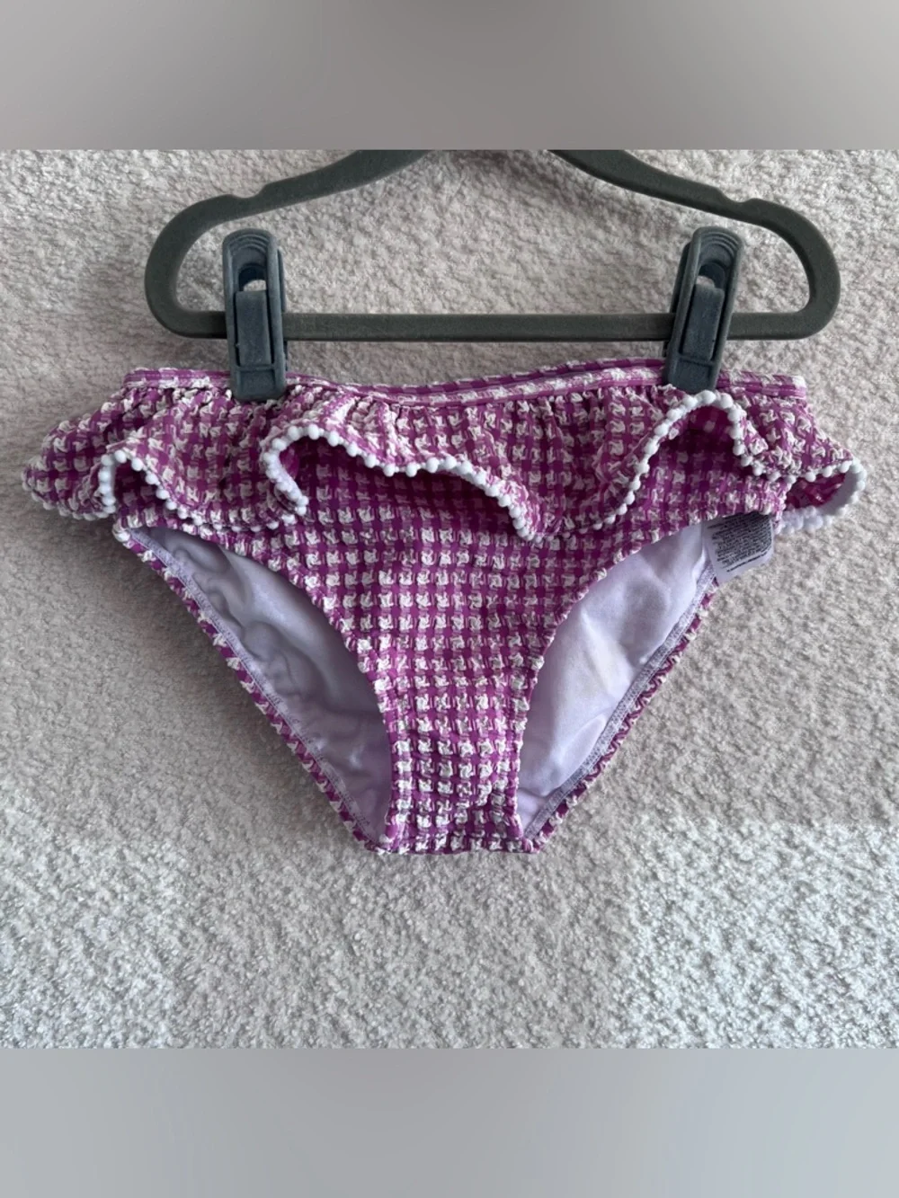 Janie And‎ Jack Two Piece Bikini Set Seersucker Purple White Bathing Suit Size 8
